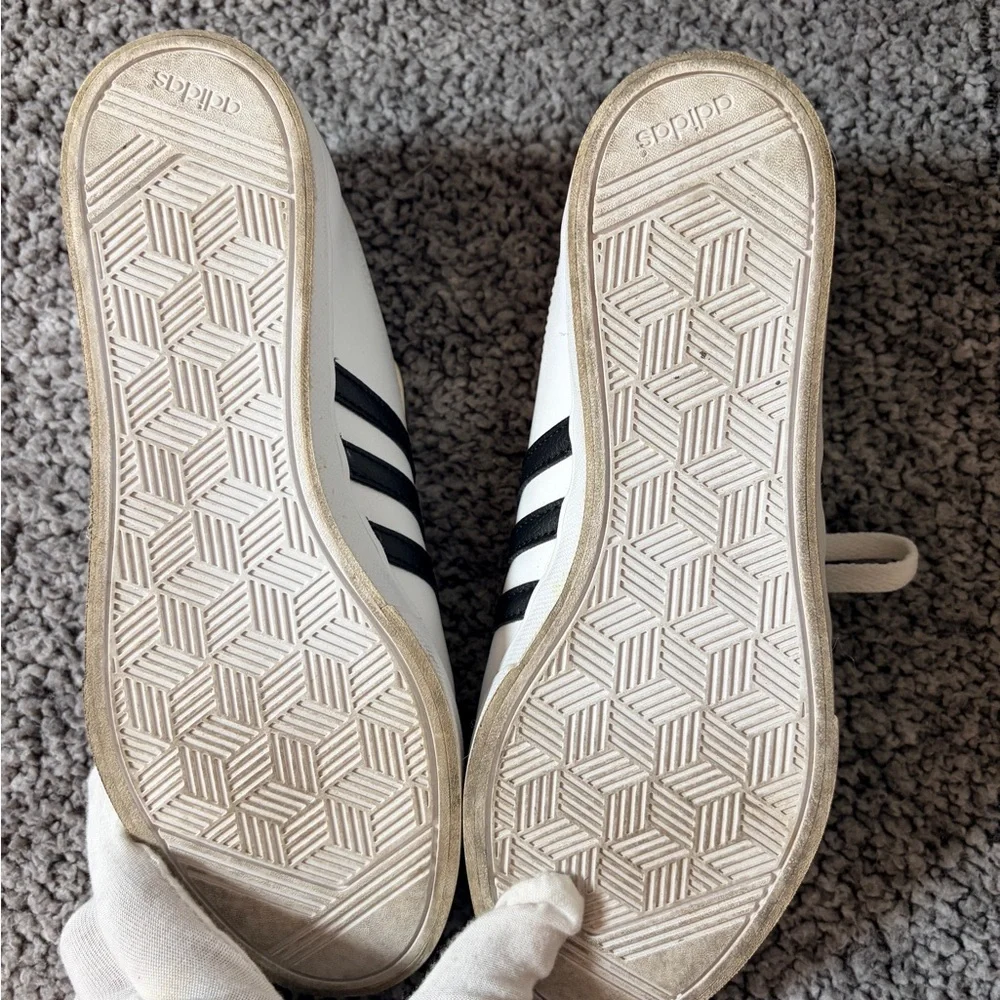 Adidas Neo Leather White w/Black Stripe Sneakers Womens 8 - Picture 9 of 9